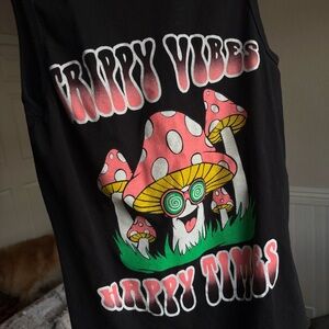 Eighty Eight Black Trippy Shrooms Graphic Sleeveless Tank Top
